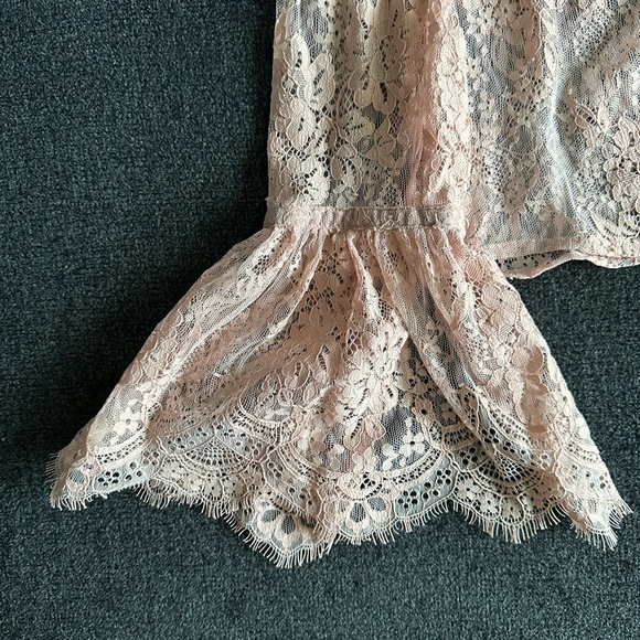 Pink Lace Coquette Bell Sleeve Top - Picture 2 of 4